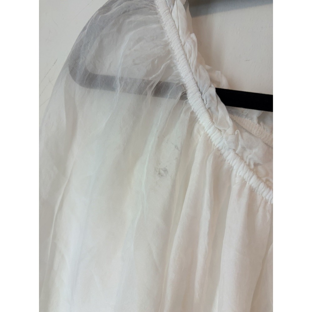 Bellambra 100% Silk Peasant Blouse White Boho Made In Italy Large Romance - Picture 3 of 5
